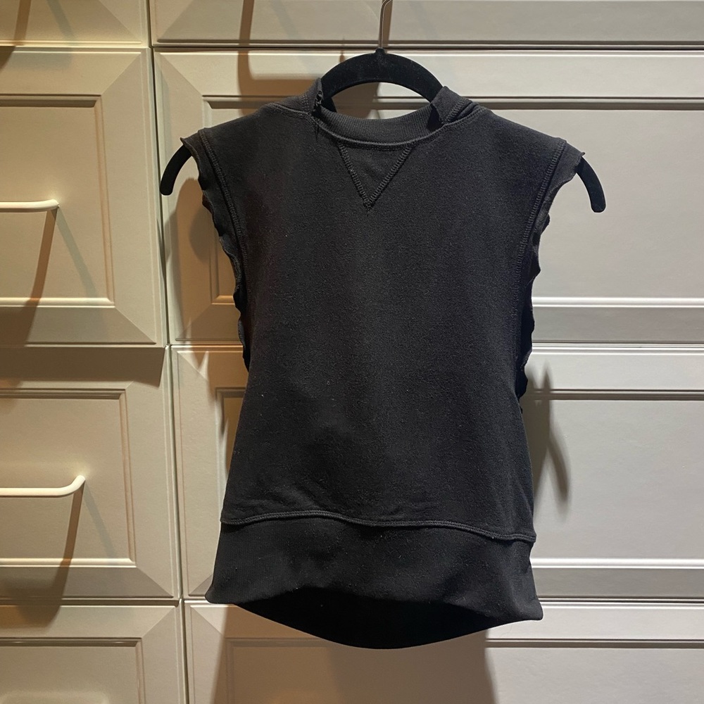 FREE PEOPLE MOVEMENTS Black Sleeveless Cropped Hoodie
